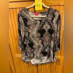 Sunny Leigh Black and Gray Paisley Blouse